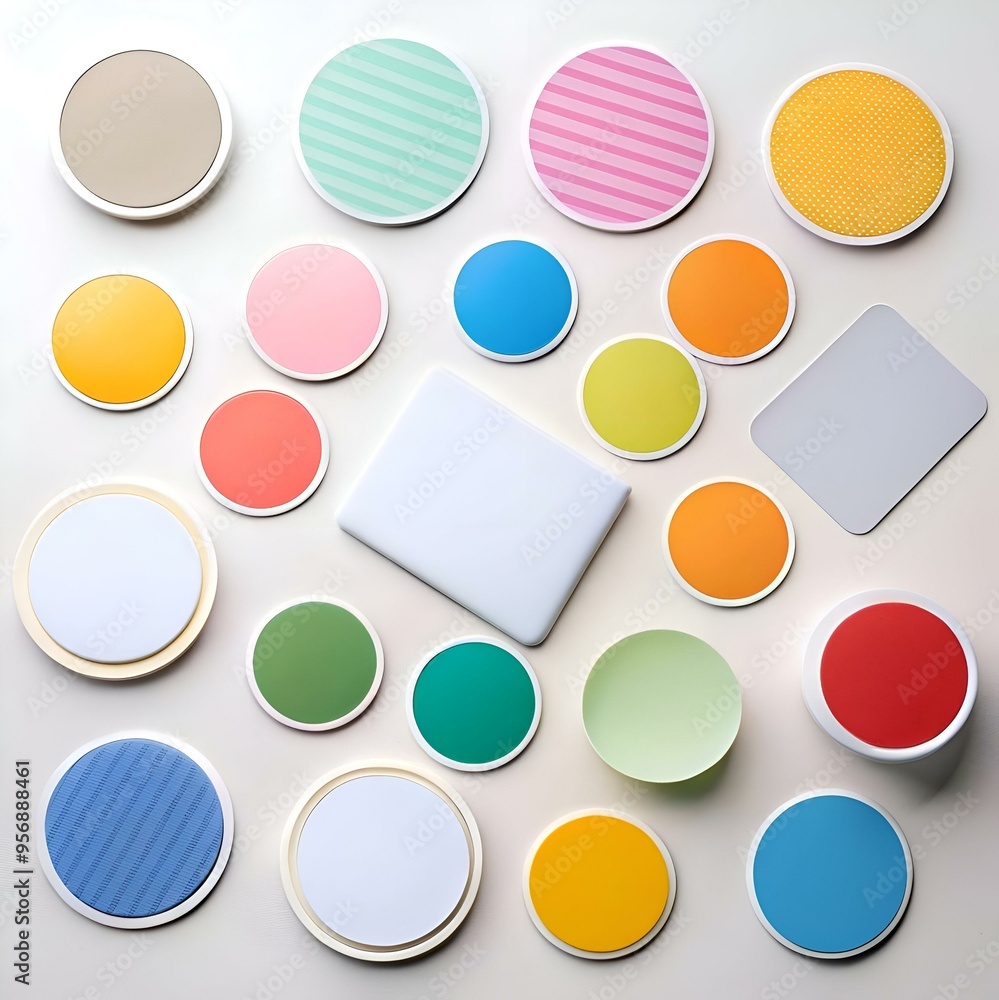 Poster a vibrant collection of colorful circles with various textures and patterns.