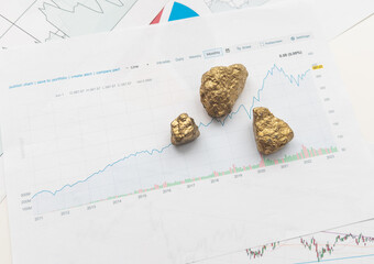 Close up of gold and US dollar, theme of financial concept