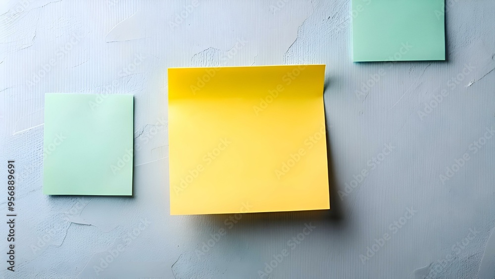 Poster simple and clean mockup featuring a yellow sticky note with a slightly curled corner. placed on a te