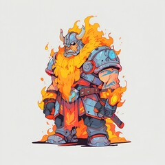 Fiery Viking Warrior Illustration