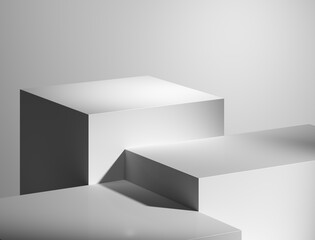 Minimalism abstract background, pedestal. 3D illustration.