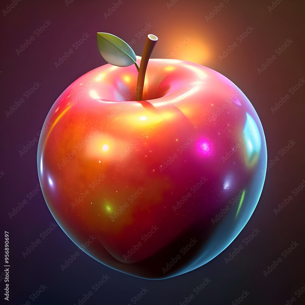 Fototapete a vibrant 3d rendering of a shiny red apple with a subtle glow emanating from within.