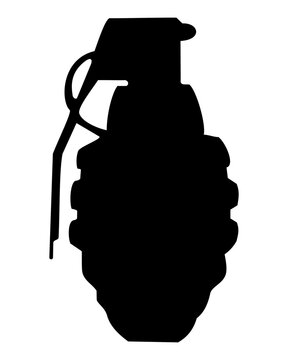 black grenade silhouette on white background clip art preview
