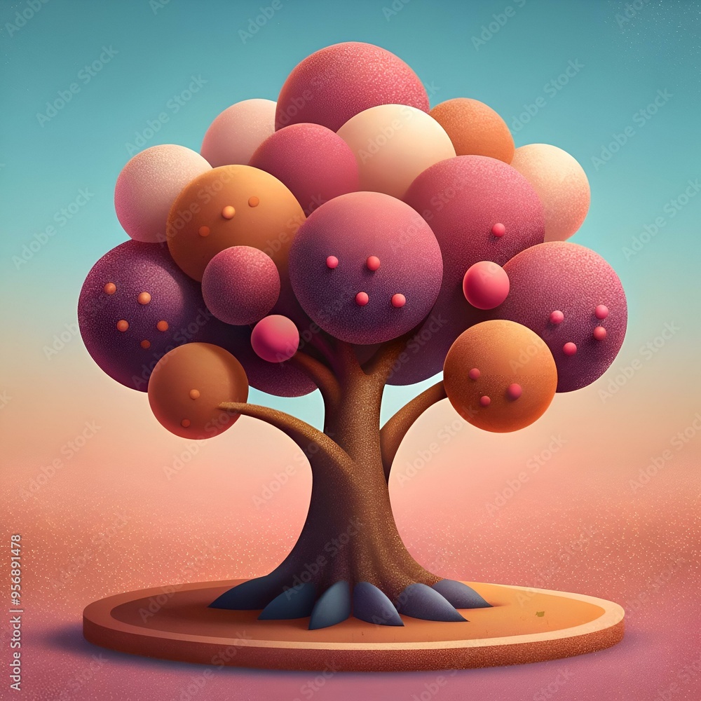 Poster a whimsical 3d illustration of a chocolate tree. perfect for adding a touch of sweetness and whimsy 