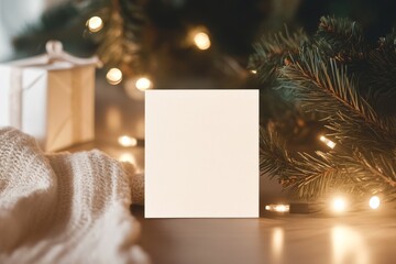 Christmas frame. Mockup poster. Pure White Design Greeting Card