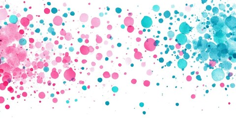 Turquoise and pink small spots create a vibrant grunge pattern on a white background