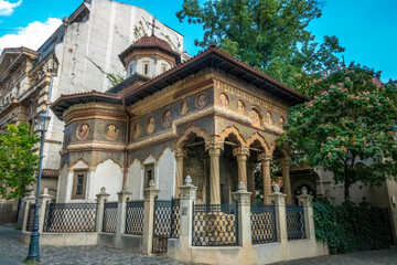 Obraz premium Stavropoleos Monastery, also known as Stavropoleos Church in central Bucharest, Romania