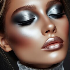 Futuristic Silver All over silver eyeshadow with a metallic fini