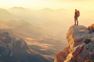 Hiker on edge of mountain top.