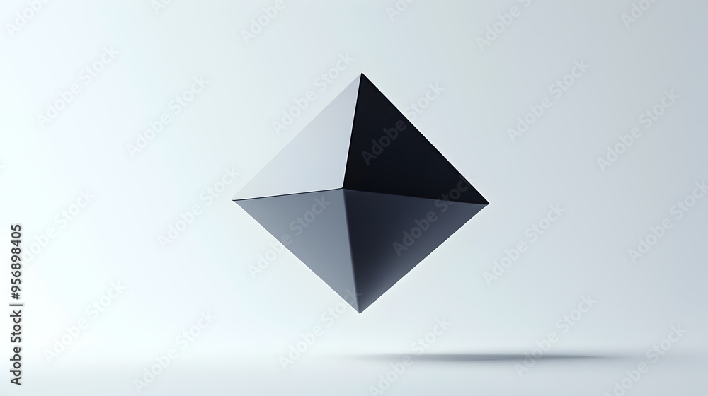 Poster floating minimalist pyramid geometric shape in empty studio background