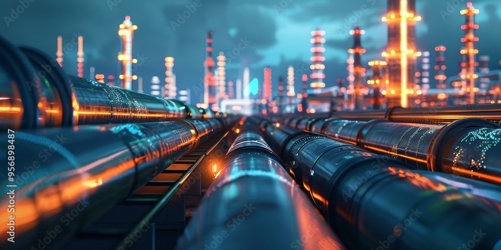 Aufkleber visualization of infrastructure projects with pipelines, utilities, and energy grids