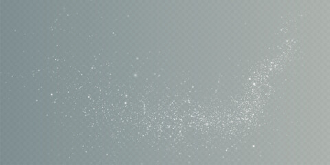 Christmas background. Powder dust light white PNG. Magic shining white dust. Fine, shiny dust particles fall off slightly. Fantastic shimmer effect.