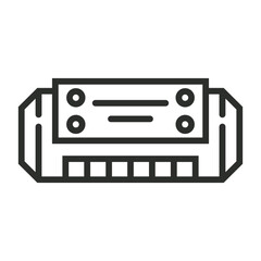 Harmonica icon, Music band symbol outline icon, editable vector illustration and transparent graphic element. Isolated on white background