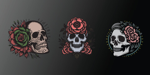 set skull design vector illustration