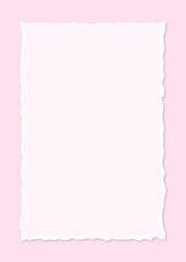 Torn piece of paper vertical background. Rectangular shape with curved edges.