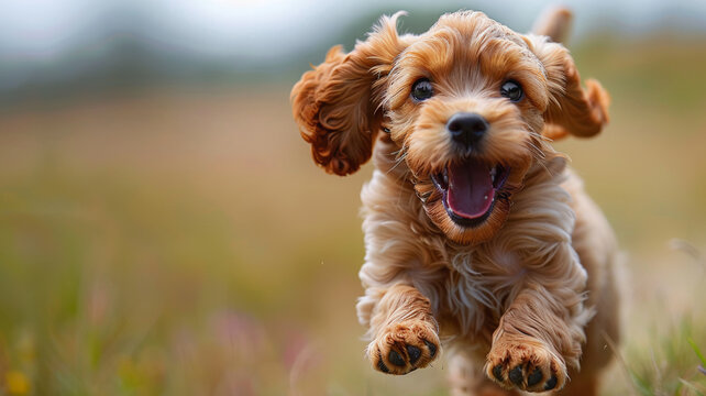 Happy cocker spaniel puppy close up