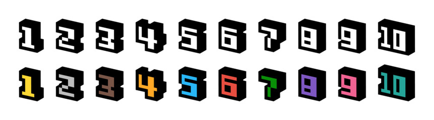 3Dドット絵 数字セット01