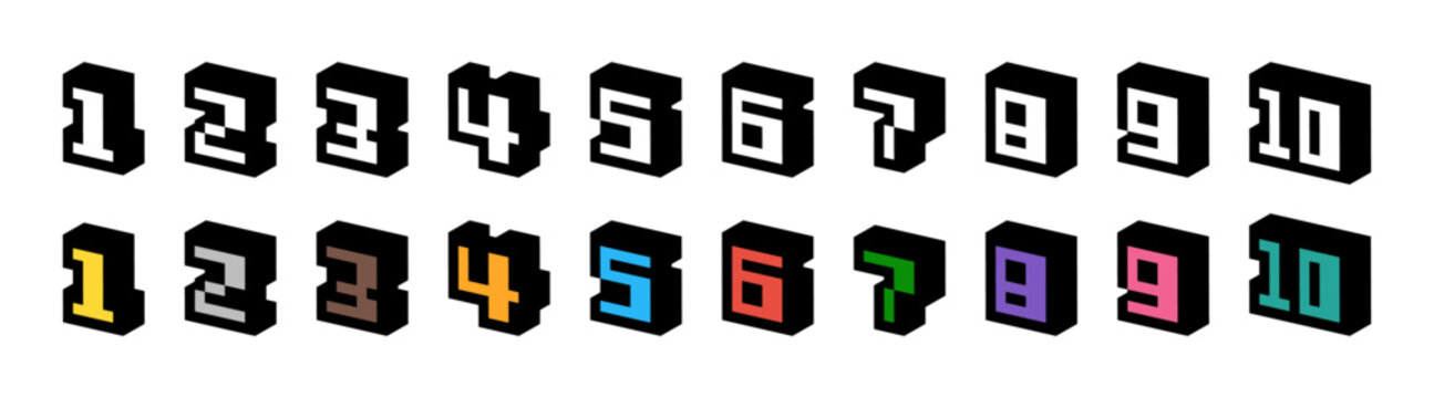3Dドット絵 数字セット01