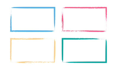 Hand drawn multicolor rectangular frames for text texture dry brush set