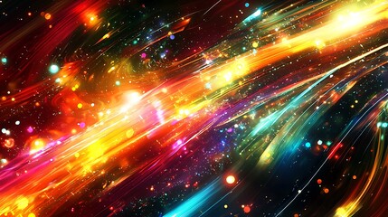 Fototapeta premium Futuristic colorful lines and lights form an abstract background, alive with dynamic energy.