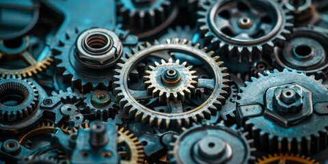 Industrial engineering and technology concept with gears and cogs in a mechanical assembly
