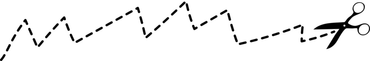 Set of scissors with cut lines