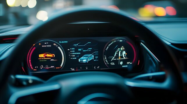Futuristic Car Dashboard with Autopilot and Smart Driving Technology