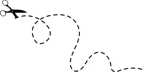 Set of scissors with cut lines