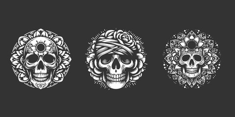 set skull design vector illustration