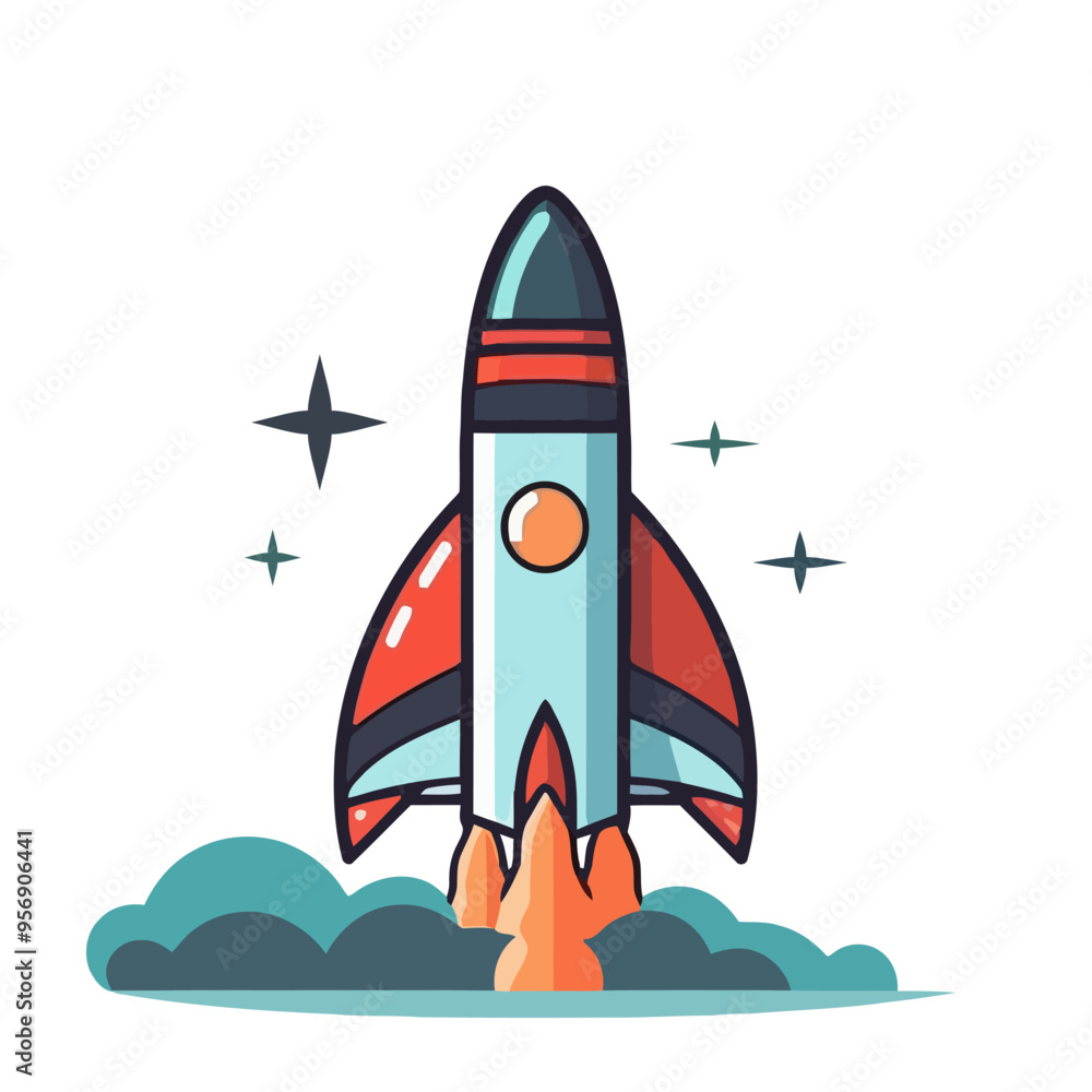 Poster rocket icon. space rocket launch. spaceship image. vector illustration.