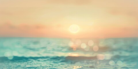 Blurred sunset sky and ocean nature background bokeh