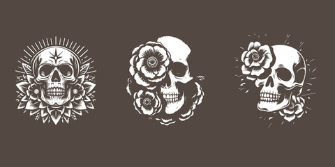 set skull design vector illustration