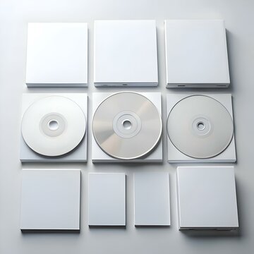 A clean and minimalist mockup of a CD. DVD. or Blu ray disc case with blank space for your design.
