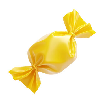 yellow candy 3d render icon isolated on transparent background cutout