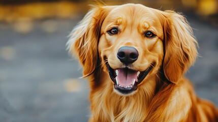 High-resolution close-up of a dog with a shiny, well-groomed coat and a happy expression, showcasing its adorable features in a clean, simple background