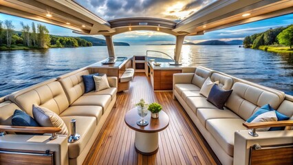 Fototapeta premium Pontoon Boat Design Inspiration Luxury interior