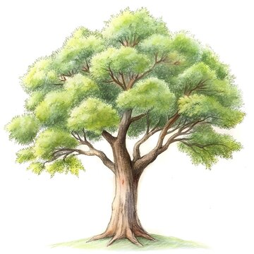 recommend clip art: A detailed illustration of a Pin Oak tree. beautifully rendered with pencil strokes. capturing its distinctive shape and intricate foliage.