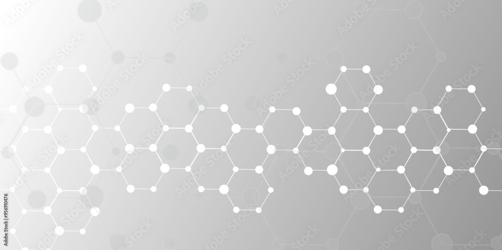 Leinwandbilder molecular structure abstract tech background. geometric grey background. vector banner design with h