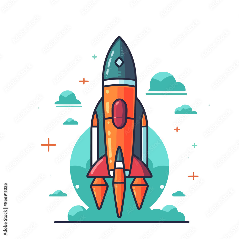 Poster rocket icon. space rocket launch. spaceship image. vector illustration.