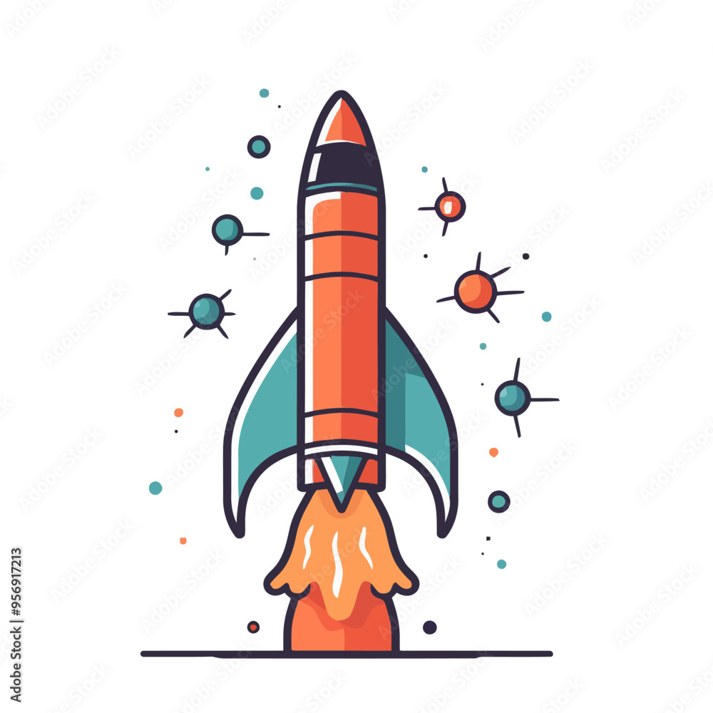 Poster rocket icon. space rocket launch. spaceship image. vector illustration.