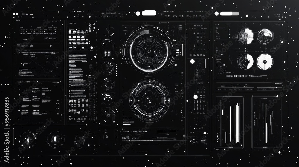 Poster this screen forms the background of a futuristic head-up display device with infographic elements. i