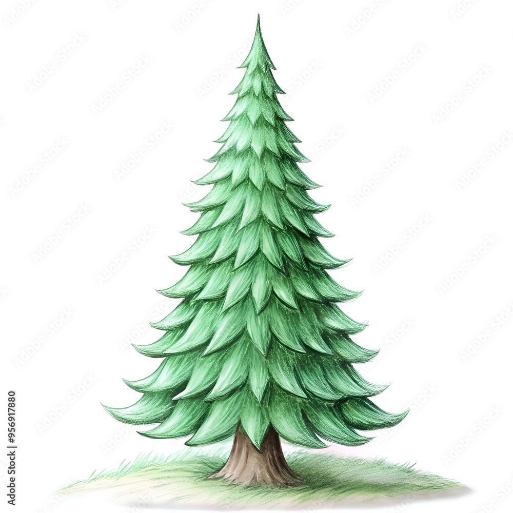 Poster a charming 3d illustration of a simple spruce tree. perfect for adding a touch of nature to your des