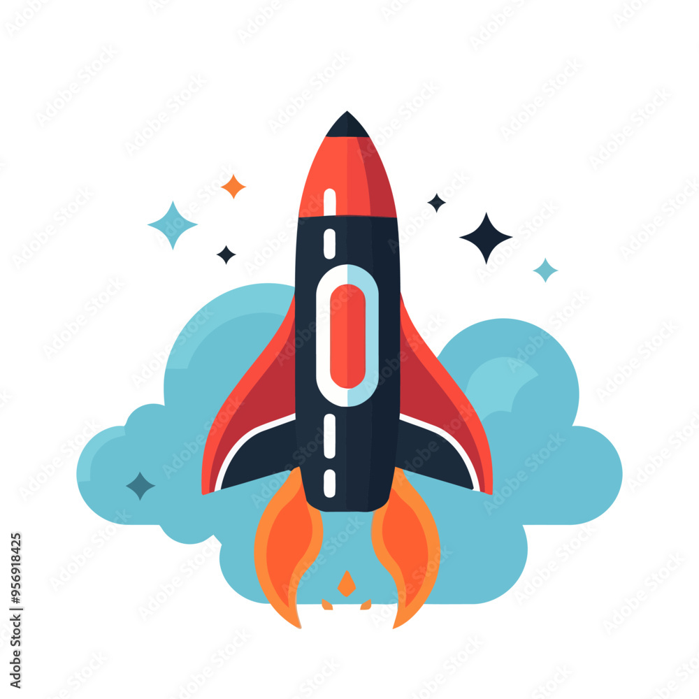 Poster rocket icon. space rocket launch. spaceship image. vector illustration.