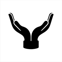Obraz premium Cupped hands silhouette vector illustration design on white background.