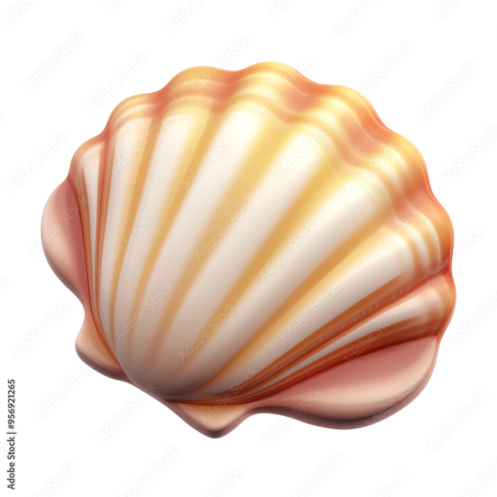 Poster sea shell 3d render icon isolated on transparent background cutout