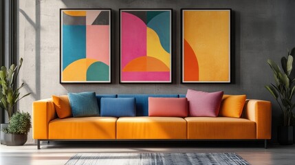 Contemporary Living Room with Colorful Abstract Art