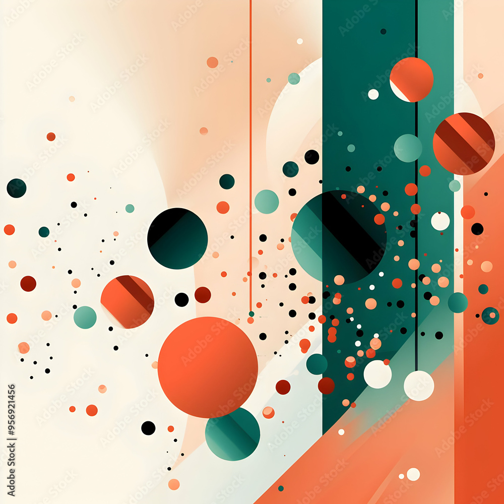 Poster abstract background with colorful circles and lines
