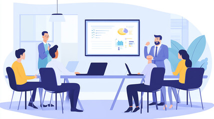 Manager giving a presentation to employees in a boardroom