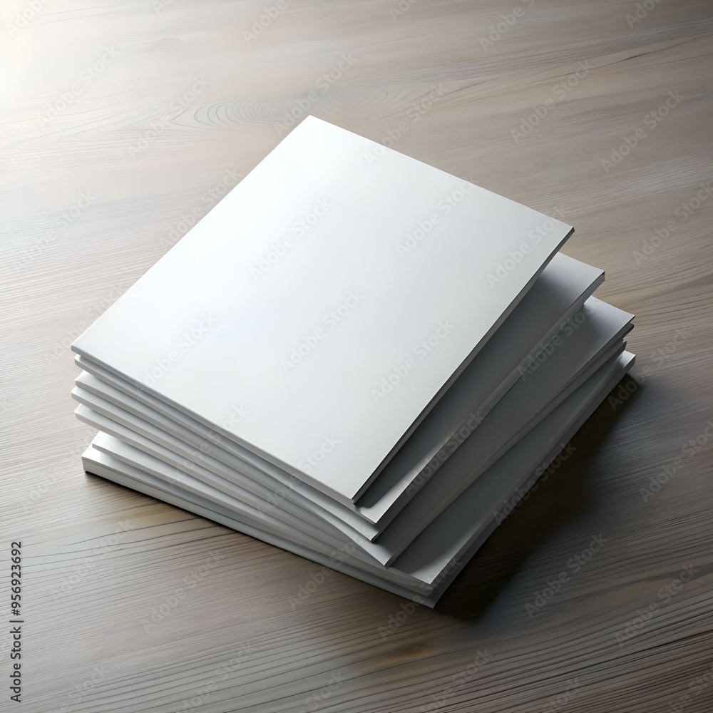 Poster a clean and simple mockup of a stack of blank brochures or magazines. perfect for showcasing your br
