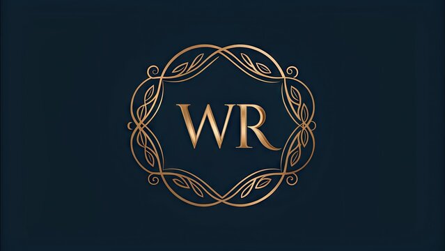 Elegant handwritten WR monogram logo in a circular frame, featuring intertwined initials with subtle flair, perfect for personal branding, luxury, and high-end applications.